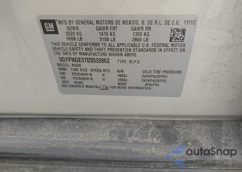 2013 Cadillac Srx Luxury Collection из США, поврежденный, VIN 3GYFNGE37DS539862